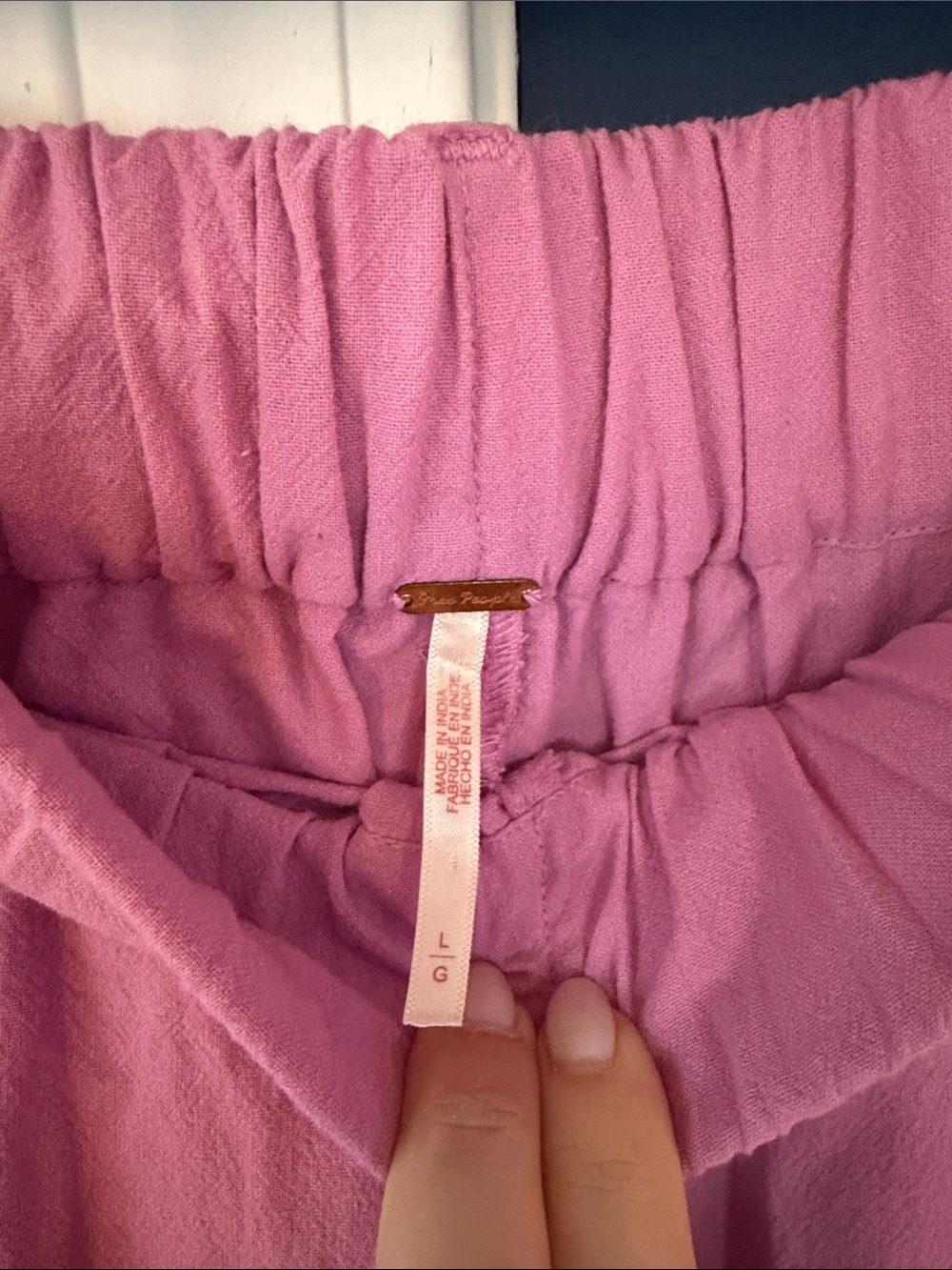 Free People Lavender-Pink Wide Leg Elastic Waist Pants - Picture 2 of 3